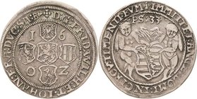 Sammlung Theobald Seitz - Sachsen-Weimar Sachsen-Alt-Weimar 1572-1603
Friedrich Wilhelm und Johann 1573-1602 1/4 Taler 1602, B mit Eichel-Saalfeld So...