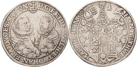 Sammlung Theobald Seitz - Sachsen-Weimar Sachsen-Alt-Weimar 1572-1603
Friedrich Wilhelm und Johann 1573-1602 Dicker Doppeltaler 1602, B mit Eichel-Sa...