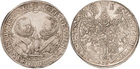 Sammlung Theobald Seitz - Sachsen-Weimar Sachsen-Alt-Weimar 1572-1603
Friedrich Wilhelm und Johann 1573-1602 Taler 1601, B mit Eichel-Saalfeld Beider...