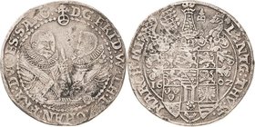 Sammlung Theobald Seitz - Sachsen-Weimar Sachsen-Alt-Weimar 1572-1603
Friedrich Wilhelm und Johann 1573-1602 1/2 Taler 1602, B mit Eichel-Saalfeld, B...