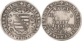 Sammlung Theobald Seitz - Sachsen-Weimar Sachsen-Alt-Weimar 1572-1603
Friedrich Wilhelm 1591-1602, als Administrator von Kursachsen 1/2 Taler 1602, o...
