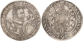 Sammlung Theobald Seitz - Sachsen-Weimar Sachsen-Mittel-Weimar 1603-1640
Johann 1602-1605 Taler 1604, WA-Saalfeld Geharnischtes Brustbild mit schmale...
