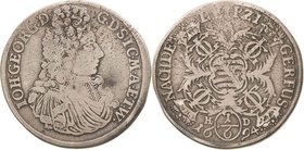 Sammlung Theobald Seitz - Sachsen-Weimar Sachsen-Eisenach
Johann Georg II. 1680-1698 1/6 Taler 1694, HD-Eisenach Geharnischtes Brustbild nach rechts ...