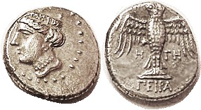 AMISOS, Ar Siglos or Drachm, 435-370 BC, Tyche head l./ Owl, H-Gamma-H under win...