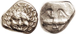APOLLONIA PONTIKA, Drachm, 450-400 BC; Anchor, VF, sl off-ctr on unround flan, f...