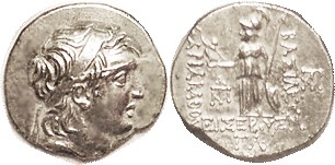CAPPADOCIA, Ariarathes V, 163-130 BC, Drachm, Head r/Athena stg l, Year 33, S728...