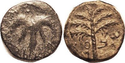 JUDAEA, Bar Kokhba revolt, 134-35 AD, Æ25 ("Medium bronze") Palm tree/Vine Leaf,...
