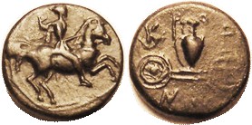 KRANNON, Æ16, 400-344 BC, Horseman r/Vase on cart, S2073; VF, centered, glossy d...