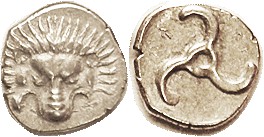 LYCIAN Dynasts, Perikle, 380-360 BC, 1/3 Stater (Tetrobol), Facg lion scalp/ tri...
