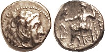 -- Hemidrachm, Arados, Pr. 3361; Herakles head r/Zeus std l, Anchor & A at left, monogram under seat (all clear). AVF, obv centered low, good metal wi...