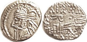 Osroes II, c.190 AD, 85.2, EF, obv sl off-ctr, good bright metal, but moderately crude workmanship. The variety's diagnostic rev pellet fully clear. (...