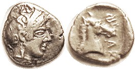PHARSALOS, Hemidrachm, 480-450 BC, Athena head r, serpents on helmet/horse head r, lgnd at rt, S2187 (£140); AVF, obv well centered, rev nrly so. With...