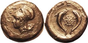 Timoleon, 344-336 BC, Æ30 (Litra), Athena head l./star-fish betw dolphins, S1189; Choice VF, well centered & strongly struck for this with good detail...