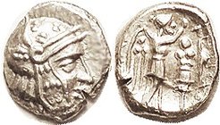 SYRIA, Seleukos I & Antiochos I, Drachm, of Drangiana, Helmeted head (of Alexander?) in panther skin/Nike crowning trophy r; Mint State, nrly centered...