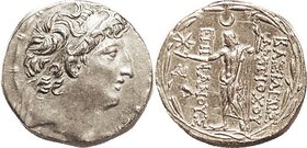 Antiochos VIII, 121-96 BC, Tet, Head r/Zeus stg l; as S7143; AEF, well centered & struck, good metal with lt tone, a few very sl surface marks on rev,...