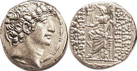 Philip Philadelphos, 93-83 BC, Head r/Zeus std l, N in field; S7196; AEF, obv nrly centered, rev well centered, good strike, nice bright metal. (A GVF...