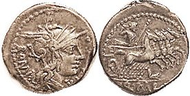 Q. Fabius Labeo, 273/1, Sy.532, Roma head r/Jupiter in quadriga r, foot below; AVF, sl off-ctr, good metal with lt tone. How many coins you think of w...