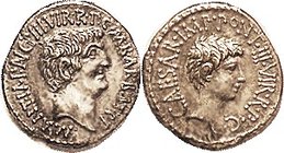 MARK ANTONY & OCTAVIAN, Denarius, Antony Head r/ Octavian hd r, by Barbatius Pollio; EF/AEF, well centered & struck with full lgnds, both portraits wi...
