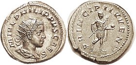 PHILIP II, As Caesar Ant, PRINCIPI IVVENT, Phil stg r; Virtually Mint State, centered on large flan, sharply struck with rev much stronger than usual,...