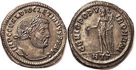 Follis, GENIO POPVLI ROMANI, Genius stg l., HT-Gamma, Choice EF, perfectly centered and sharply struck with no weakness; excellent surfaces with silve...