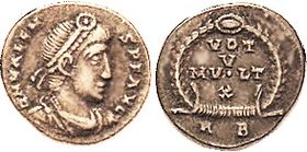 VALENS, Siliqua, VOT V MVLT X in wreath, RB; Choice VF, well centered & struck, excellent metal with attractive toning. Was in my collection since 198...