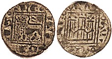 SPAIN, Alfonso X, 1252-84, Billon Obol, 14 mm, Lion stg/castle, VF, greenish pat...