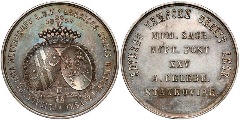 Medal 25. rocznica małżeństwa Emeryka Hutten-Czapskiego 1879 r. - 1 z 20 szt - R...