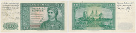 Londyn, 10 złotych 1939 - druk próbny - zielony, notatki akceptacyjne