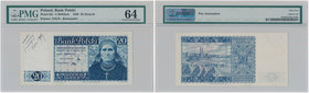 Londyn, 20 złotych 1939 - bez oznaczenia serii i numeracji - z adnotacją Karola Chybińskiego