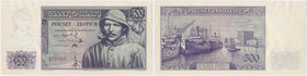 Londyn, 500 złotych 1939 - A 000000 - poddruk zielony - znak wodny od 10 złotych