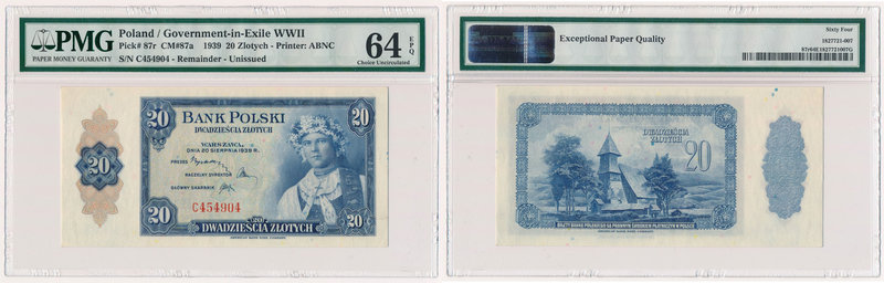 ABNCo, 20 złotych 1939 - C
 Rzadka wersja obiegowa z emisji amerykańskiej - zaz...