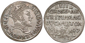 Zygmunt II August, Trojak Wilno 1547 - bardzo rzadki RRR