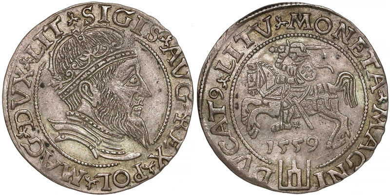 Zygmunt II August, Grosz na stopę litewską 1559 - LITV - ŁADNY
 Po roku 1555 dz...