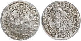 Zygmunt II August, Półgrosz Wilno 1556 - LITVA - PIĘKNY