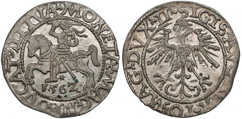 Zygmunt II August, Półgrosz Wilno 1562
 Odmiana bez znaku Topór, z ogonem Pogon...