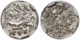 Zygmunt II August, Denar Wilno 1556 - data 156/76 - piękny RR