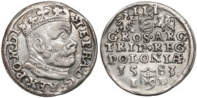 Stefan Batory, Trojak Olkusz 1583 - ID nisko - duża głowa