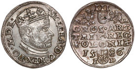 Stefan Batory, Trojak Olkusz 1586 NH - b. ładny