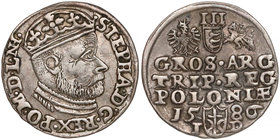Stefan Batory, Trojak Olkusz 1586 - NH w otoku - rzadki
