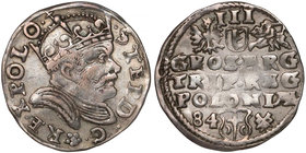 Stefan Batory, Trojak Poznań 1584 - duża głowa - rozeta