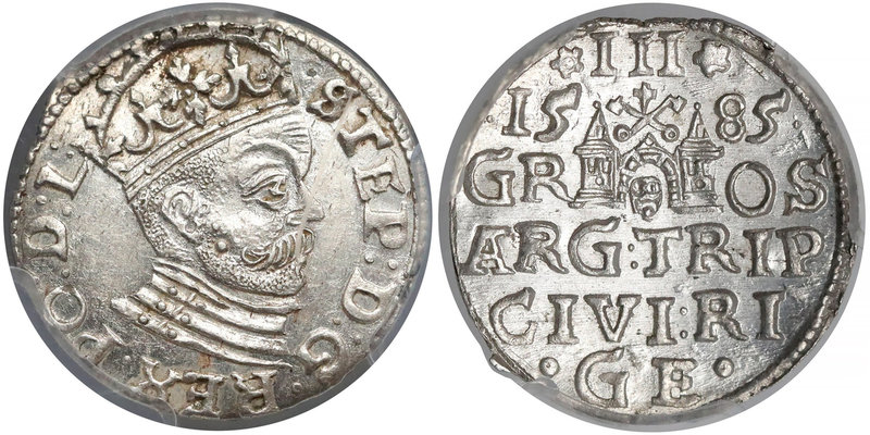 Stefan Batory, Trojak Ryga 1585 - mała głowa - piękny
 Menniczy egzemplarz rzad...
