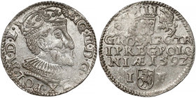 Zygmunt III Waza, Trojak Olkusz 1592 - duża głowa - b.ładny R2