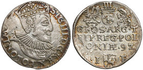 Zygmunt III Waza, Trojak Olkusz 1592 - mała głowa