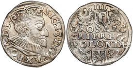 Zygmunt III Waza, Trojak Poznań 1592 - szeroka twarz