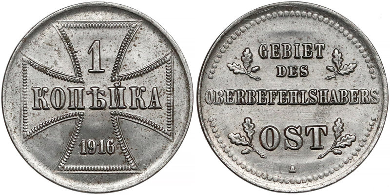 Ober-Ost. 1 kopiejka 1916-A, Berlin
 Nieobiegowy egzemplarz z powierzchnią zabe...
