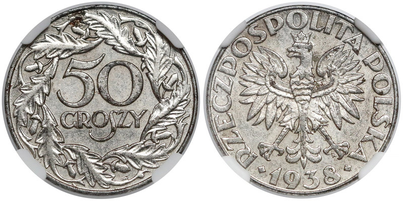 50 groszy 1938 - niklowane
 Moneta przypisywana emisji Generalnej Guberni, wpro...
