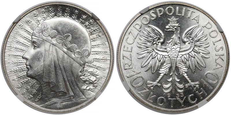 Głowa Kobiety 10 złotych 1933
 Piękna.


Grade: NGC MS63+ 
Reference: Chału...