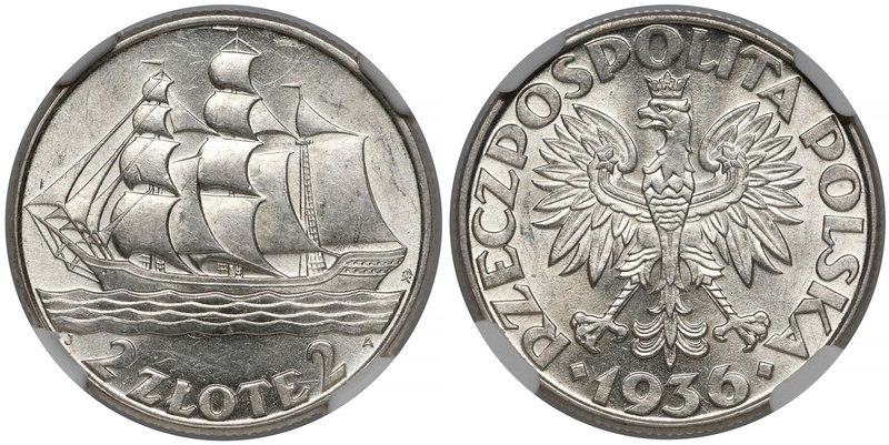 Żaglowiec 2 złote 1936
 

Grade: NGC MS61 
Reference: Chałupski 2.21.1.a, Pa...