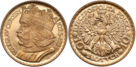 10 złotych 1925 Chrobry - moneta o cechach lustrzanki