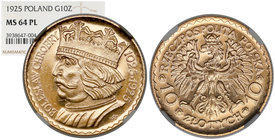 Chrobry 10 złotych 1925 - jak lustrzanka (proof like)